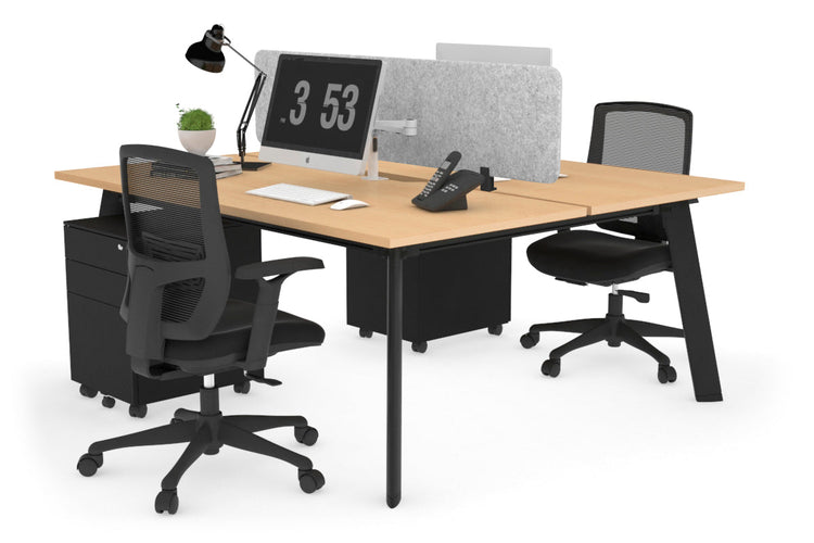 Switch - 2 Person Workstation Black Frame [1400L x 800W with Cable Scallop]