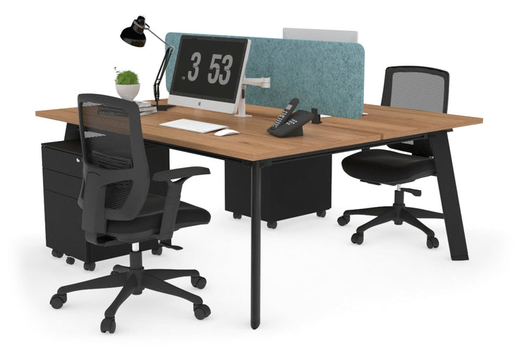 Switch - 2 Person Workstation Black Frame [1400L x 800W with Cable Scallop]