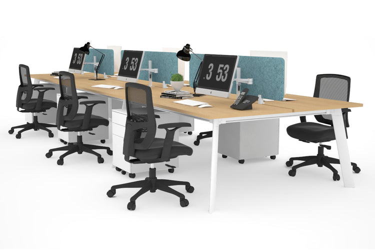 Switch - 6 Person Workstation White Frame [1400L x 800W with Cable Scallop]