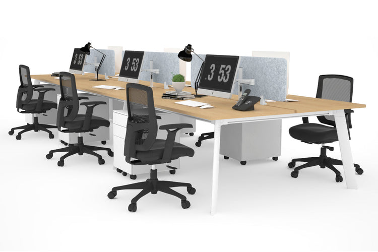 Switch - 6 Person Workstation White Frame [1400L x 800W with Cable Scallop]