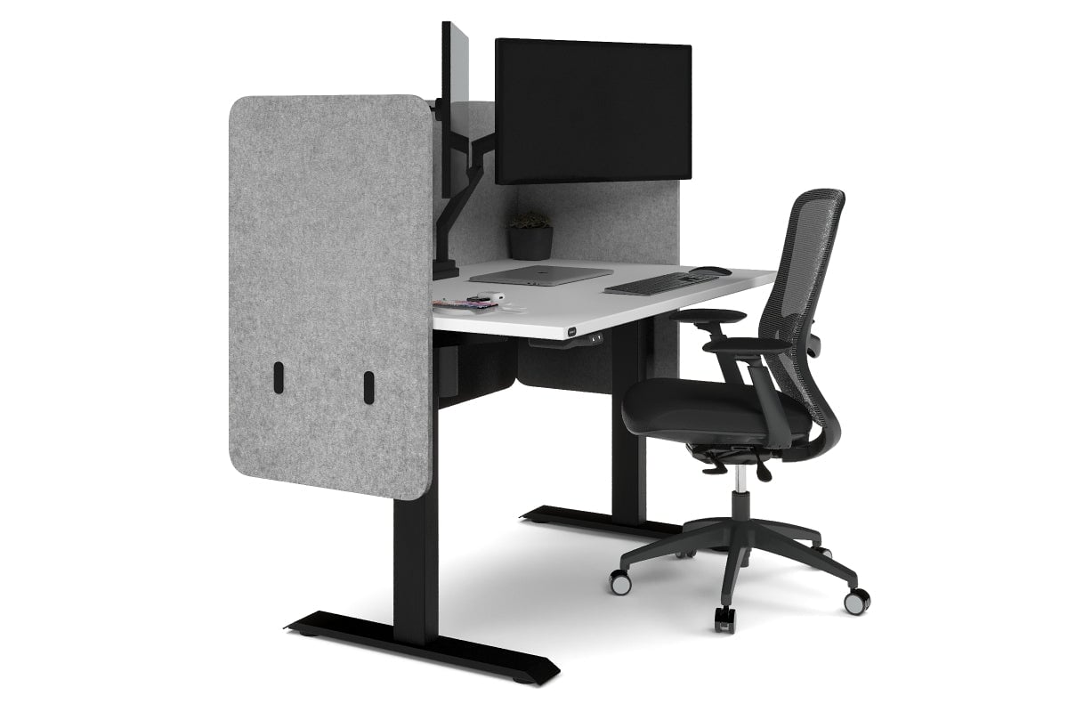 Acoustic Fly By Screens 18mm Thick Dual Wrap with Radius Corners [Dual wrap flyby screen]-820H x 1800W white L bracket dark grey