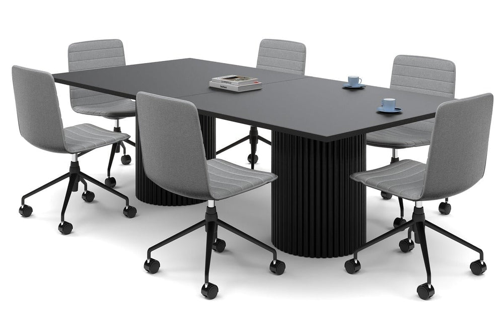 Baobab Circular Base Boardroom Rectangle Table [2400L x 1200W]-black leg black 