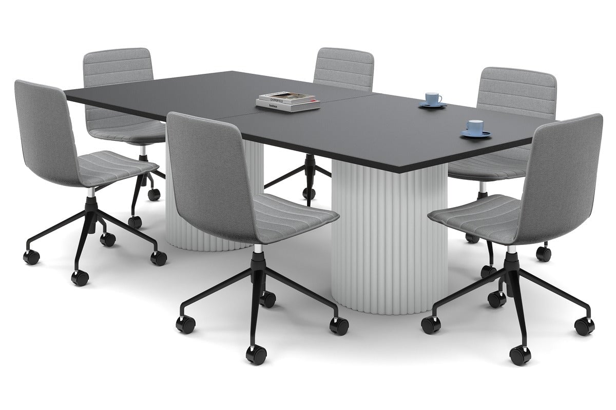 Baobab Circular Base Boardroom Rectangle Table [2400L x 1200W] Jasonl white leg black 