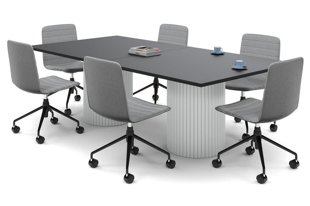 Baobab Circular Base Boardroom Rectangle Table [2400L x 1200W]-white leg black 