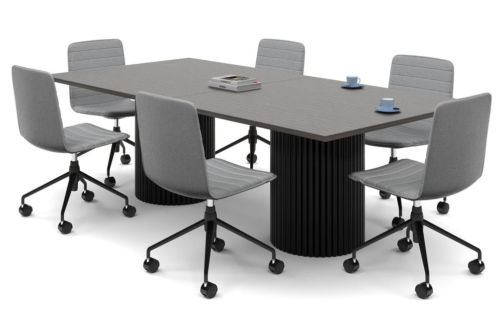 Baobab Circular Base Boardroom Rectangle Table [2400L x 1200W]-black leg dark oak 