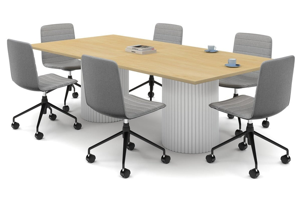 Baobab Circular Base Boardroom Rectangle Table [2400L x 1200W]-white leg maple 