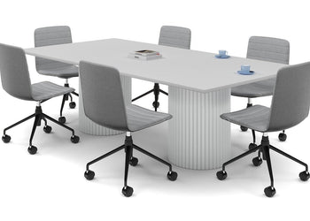 Baobab Circular Base Boardroom Rectangle Table [2400L x 1200W] Jasonl white leg white 