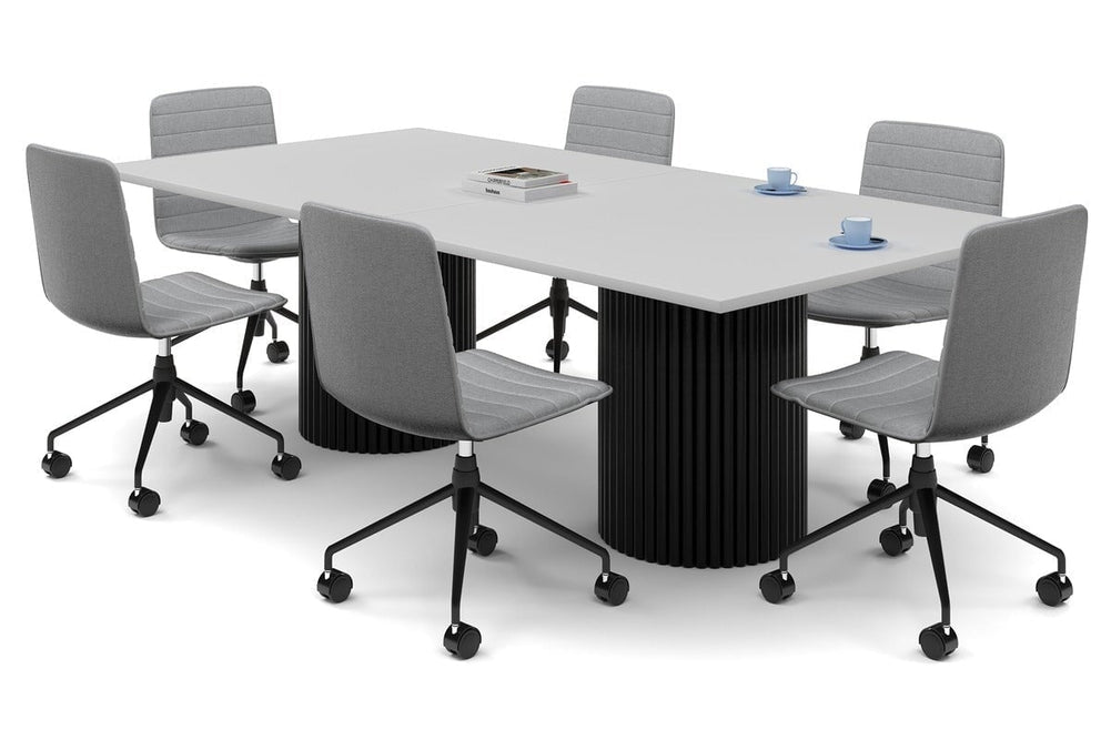 Baobab Circular Base Boardroom Rectangle Table [2400L x 1200W]-black leg white 
