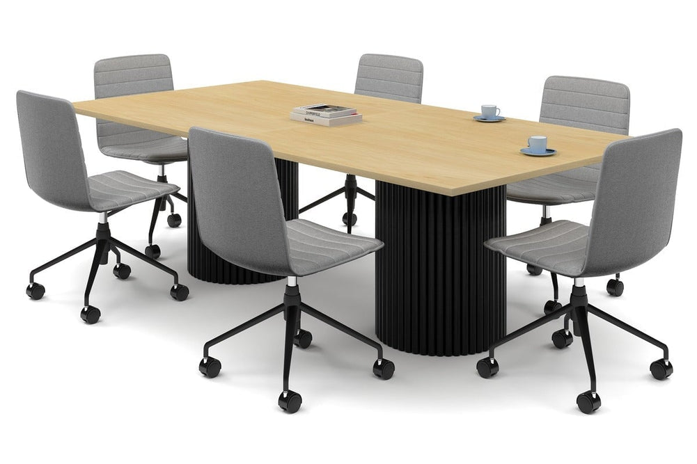 Baobab Circular Base Boardroom Rectangle Table [2400L x 1200W]-black leg maple 