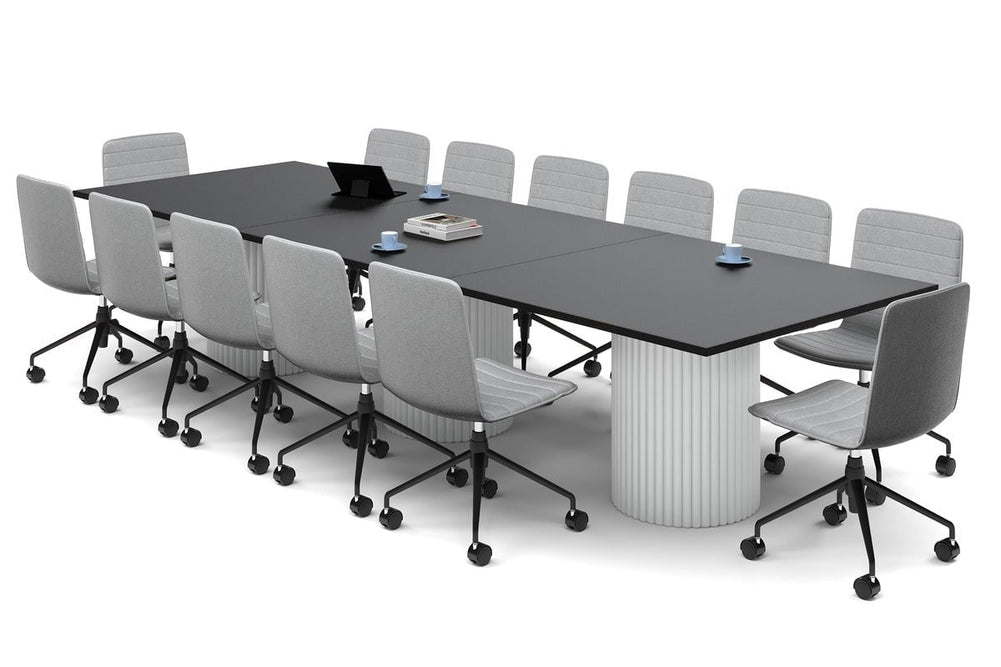 Baobab Circular Base Boardroom Rectangle Table [3600L x 1200W]-white leg black 