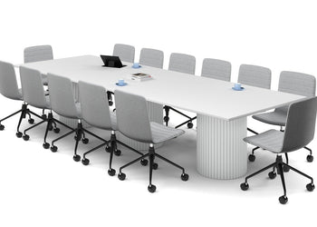 Baobab Circular Base Boardroom Rectangle Table [3600L x 1200W] Jasonl white leg white 
