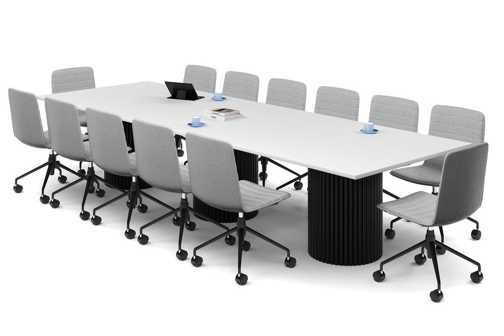 Baobab Circular Base Boardroom Rectangle Table [3600L x 1200W]-black leg white 