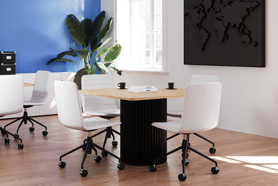Environmental image of Baobab Circular Base Boardroom Rectangle Table - Rounded Corners  [1100L x 1100W with Rounded Corners]