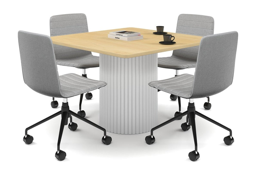 Baobab Circular Base Boardroom Rectangle Table - Rounded Corners  [1100L x 1100W with Rounded Corners]-white leg maple 