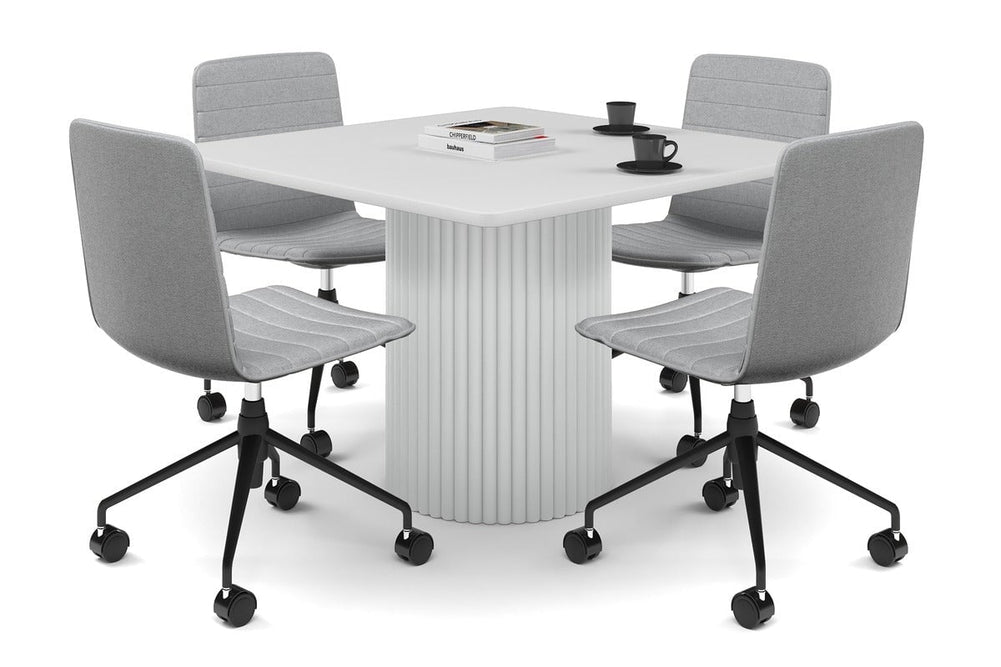 Baobab Circular Base Boardroom Rectangle Table - Rounded Corners  [1100L x 1100W with Rounded Corners]-white leg white 