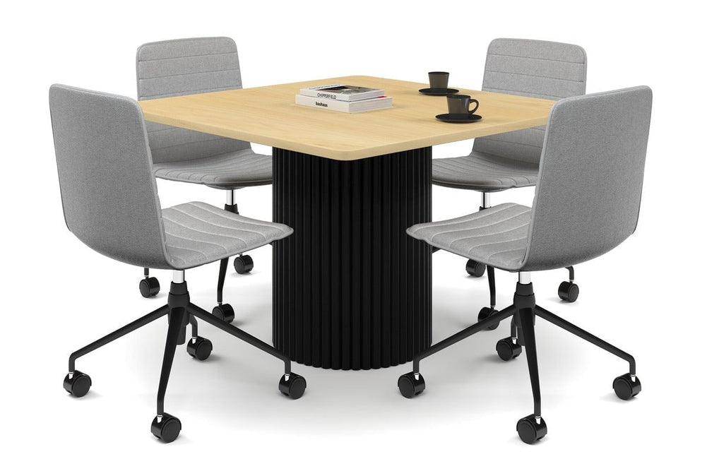 Baobab Circular Base Boardroom Rectangle Table - Rounded Corners  [1100L x 1100W with Rounded Corners]-black leg maple 