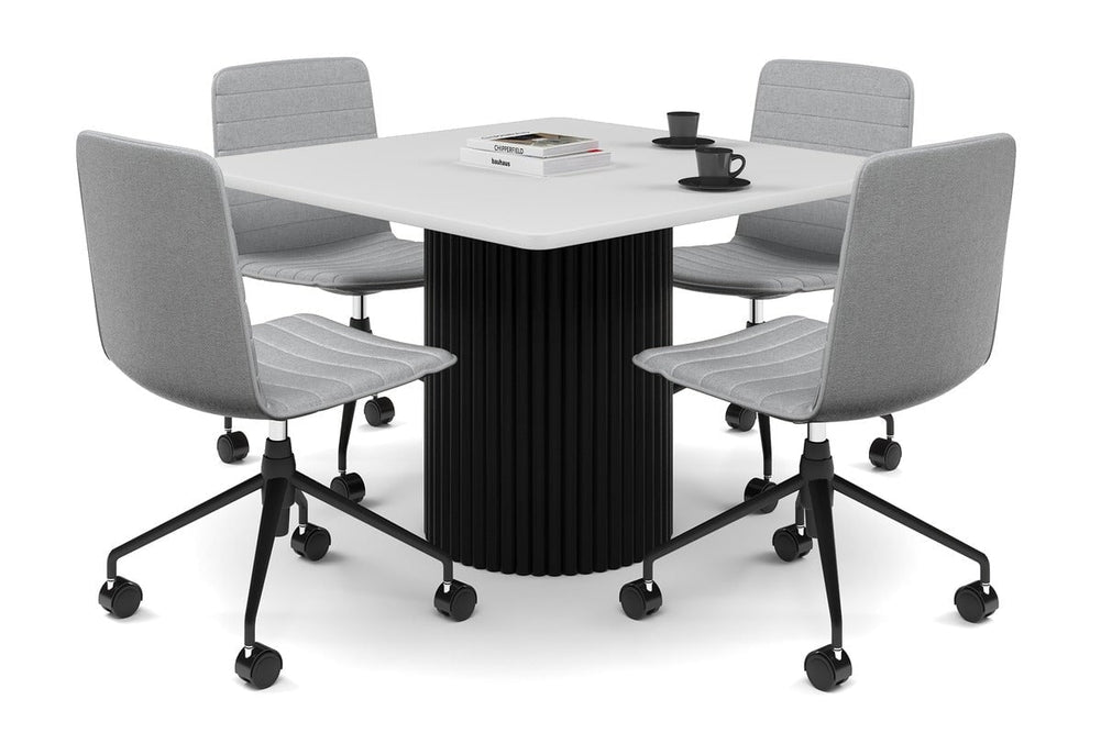 Baobab Circular Base Boardroom Rectangle Table - Rounded Corners  [1100L x 1100W with Rounded Corners]-black leg white 