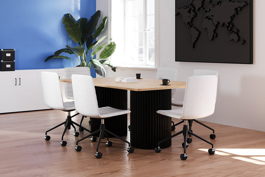 Environmental image of Baobab Circular Base Boardroom Rectangle Table - Rounded Corners  [1800L x 1100W with Rounded Corners]