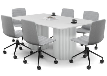 Baobab Circular Base Boardroom Rectangle Table - Rounded Corners [1800L x 1100W with Rounded Corners] Jasonl white leg white 