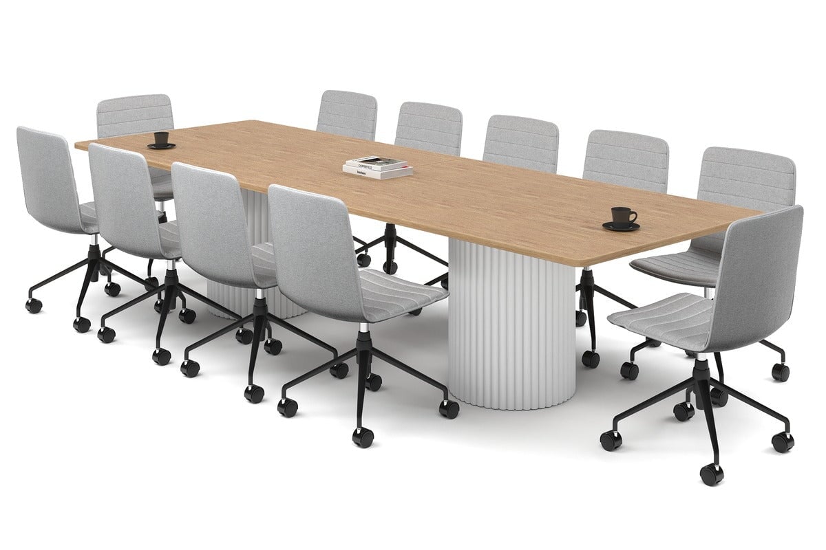 Baobab Circular Base Boardroom Rectangle Table - Rounded Corners [3200L x 1100W with Rounded Corners] Jasonl white leg salvage oak 