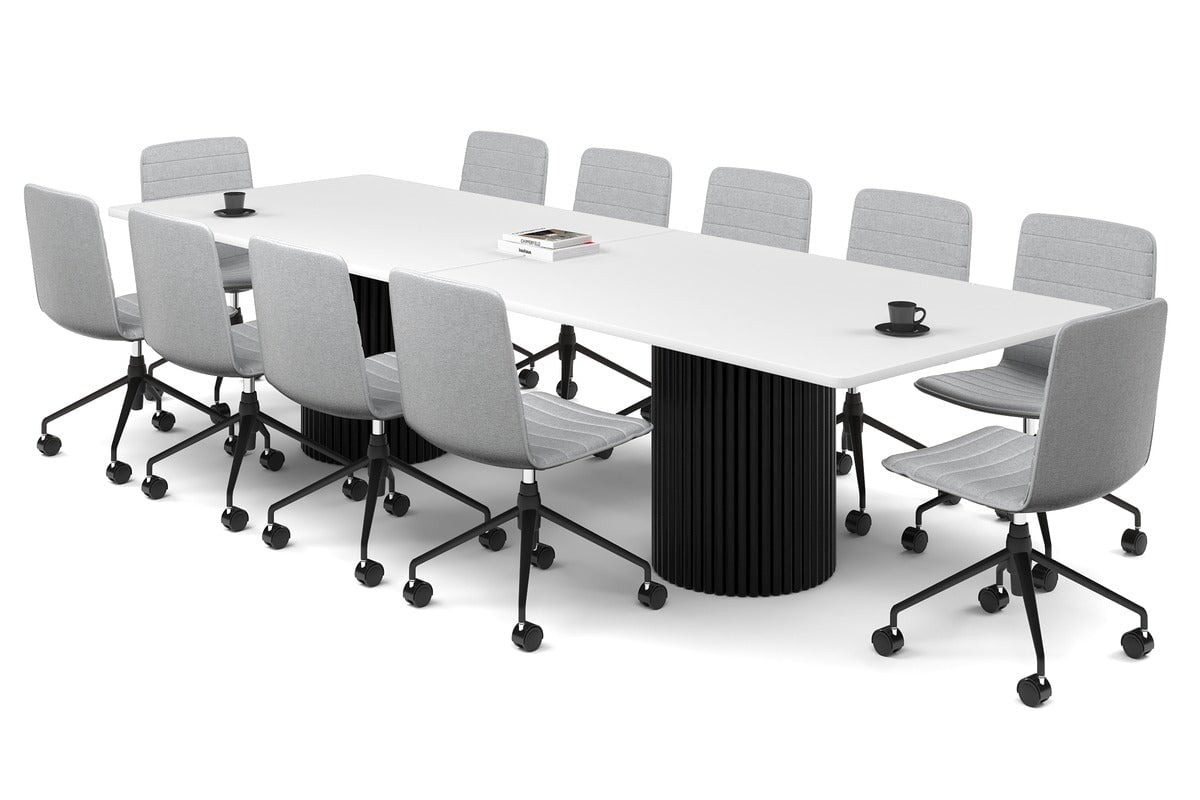 Baobab Circular Base Boardroom Rectangle Table - Rounded Corners [3200L x 1100W with Rounded Corners] Jasonl black leg white 