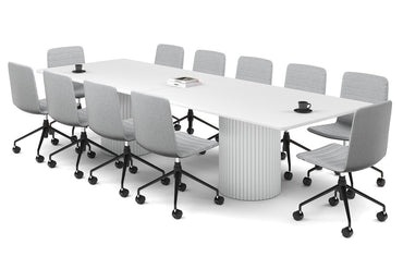 Baobab Circular Base Boardroom Rectangle Table - Rounded Corners [3200L x 1100W with Rounded Corners] Jasonl white leg white 