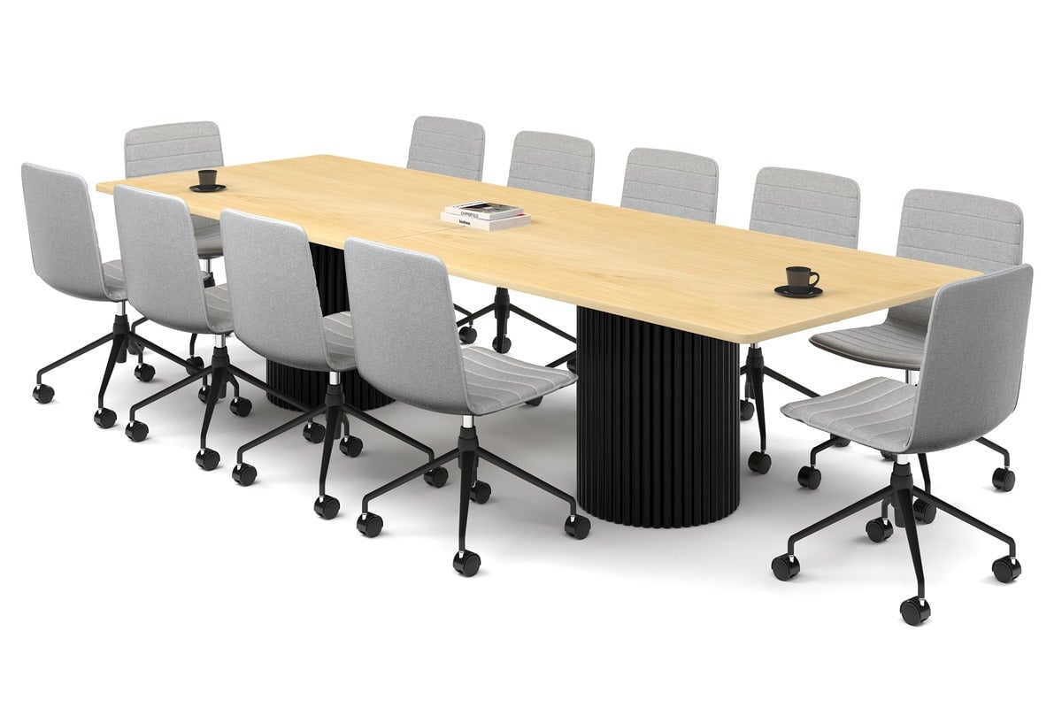 Baobab Circular Base Boardroom Rectangle Table - Rounded Corners [3200L x 1100W with Rounded Corners] Jasonl black leg maple 