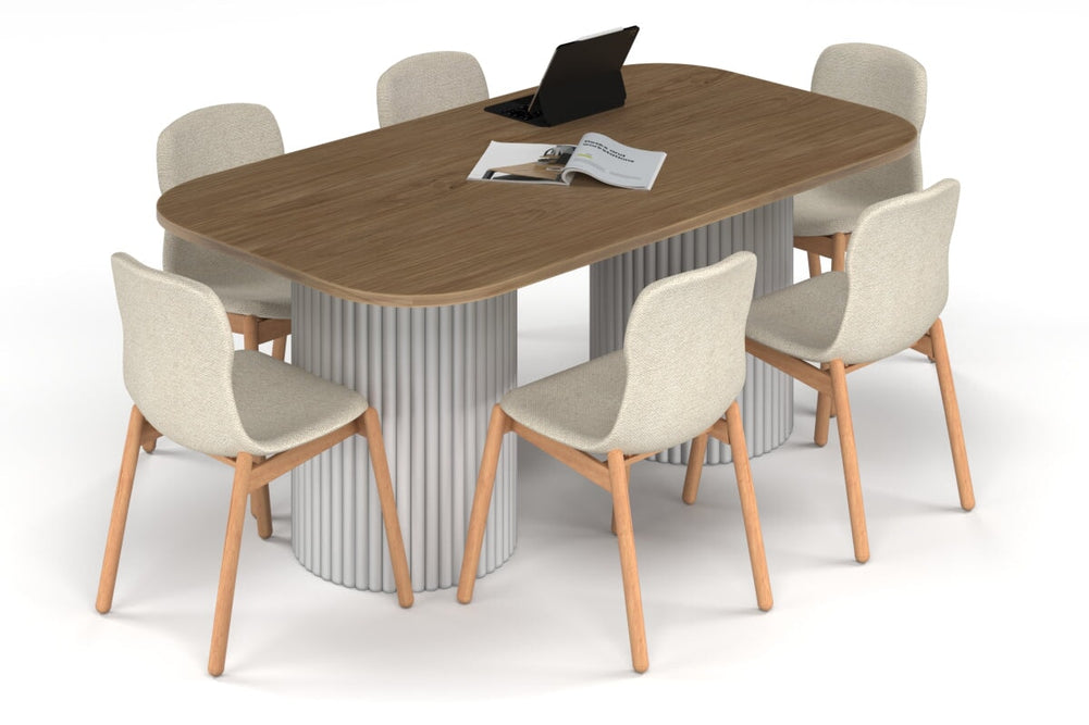 Baobab Circular Base Boardroom Table - Large Rounded Corners [1800L x 1000W with Large Rounded Corners]-white leg salvage oak 