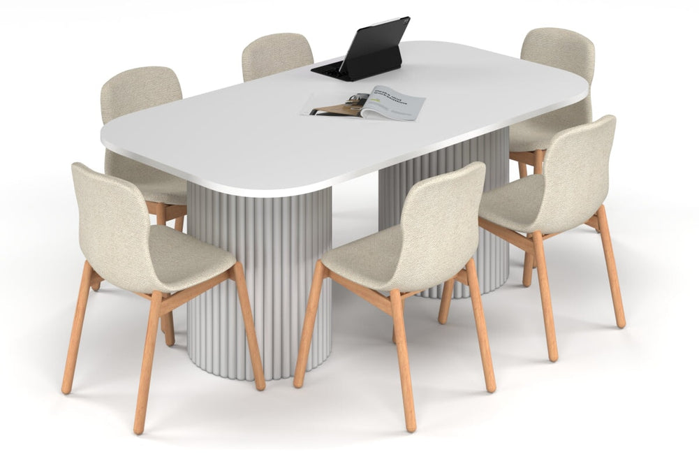 Baobab Circular Base Boardroom Table - Large Rounded Corners [1800L x 1000W with Large Rounded Corners]-white leg white 