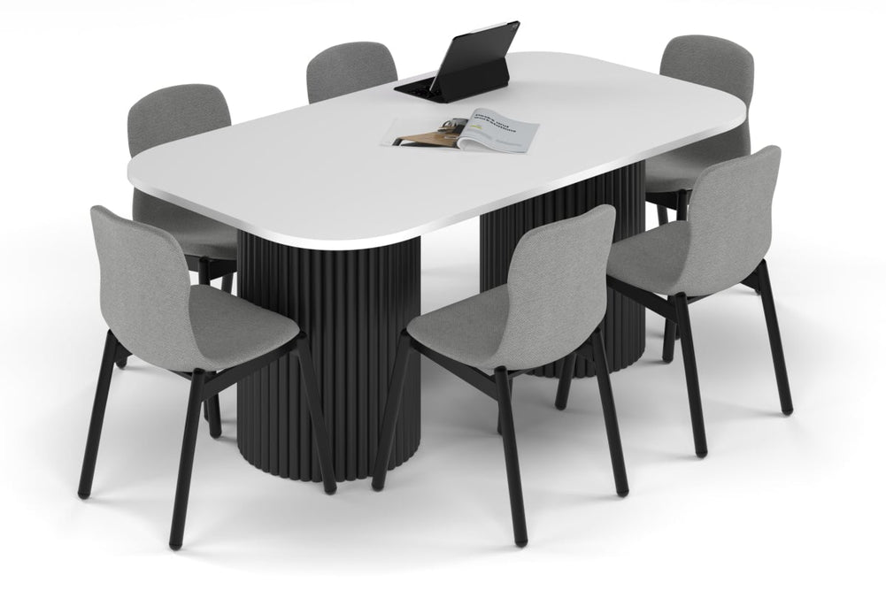 Baobab Circular Base Boardroom Table - Large Rounded Corners [1800L x 1000W with Large Rounded Corners]-black leg white 
