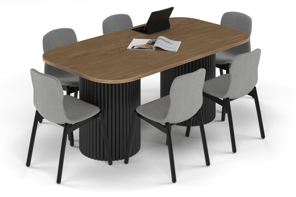 Baobab Circular Base Boardroom Table - Large Rounded Corners [1800L x 1000W with Large Rounded Corners]-black leg salvage oak 