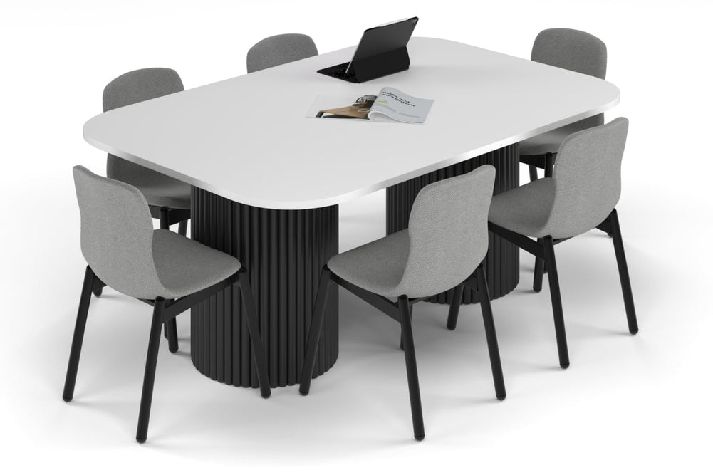 Baobab Circular Base Boardroom Table - Large Rounded Corners [1800L x 1200W with Large Rounded Corners]-black leg white 