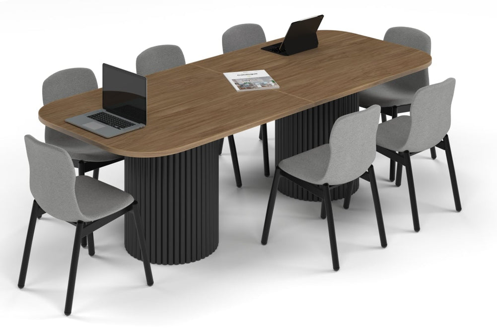 Baobab Circular Base Boardroom Table - Large Rounded Corners [2400L x 1000W with Large Rounded Corners]-black leg salvage oak 
