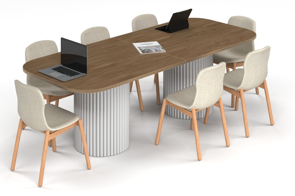 Baobab Circular Base Boardroom Table - Large Rounded Corners [2400L x 1000W with Large Rounded Corners]-white leg salvage oak 