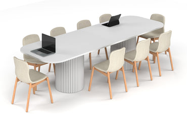 Baobab Circular Base Boardroom Table - Large Rounded Corners [3000L x 1000W with Large Rounded Corners] Jasonl white leg white 