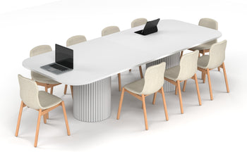  - Baobab Circular Base Boardroom Table - Large Rounded Corners [3000L x 1200W with Large Rounded Corners] - 1