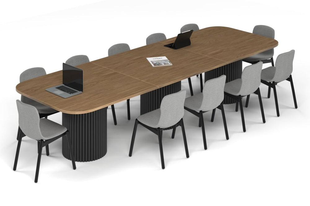 Baobab Circular Base Boardroom Table - Large Rounded Corners [3600L x 1200W with Large Rounded Corners]-black leg salvage oak 