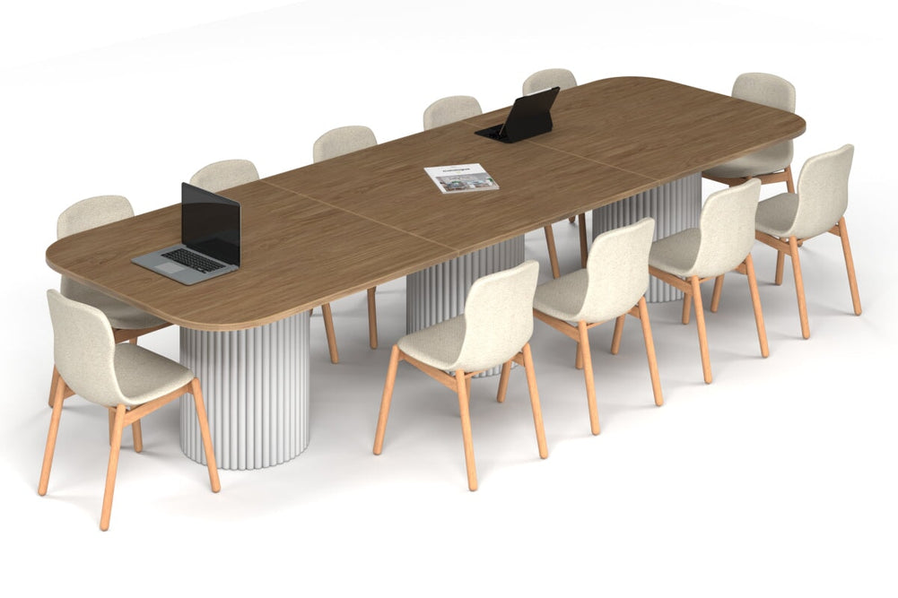 Baobab Circular Base Boardroom Table - Large Rounded Corners [3600L x 1200W with Large Rounded Corners]-white leg salvage oak 