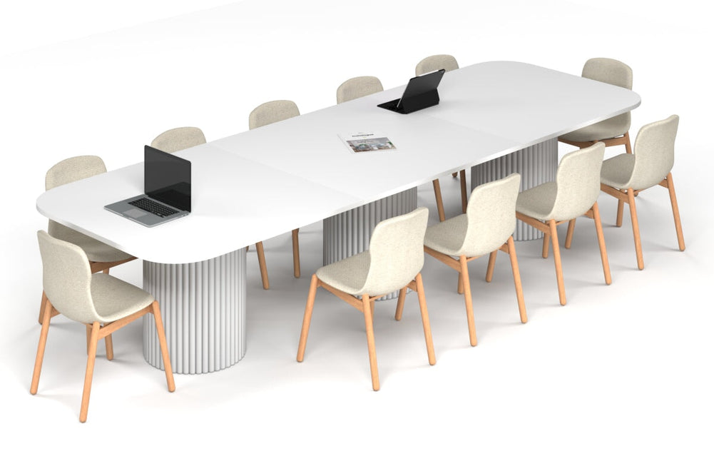 Baobab Circular Base Boardroom Table - Large Rounded Corners [3600L x 1200W with Large Rounded Corners]-white leg white 