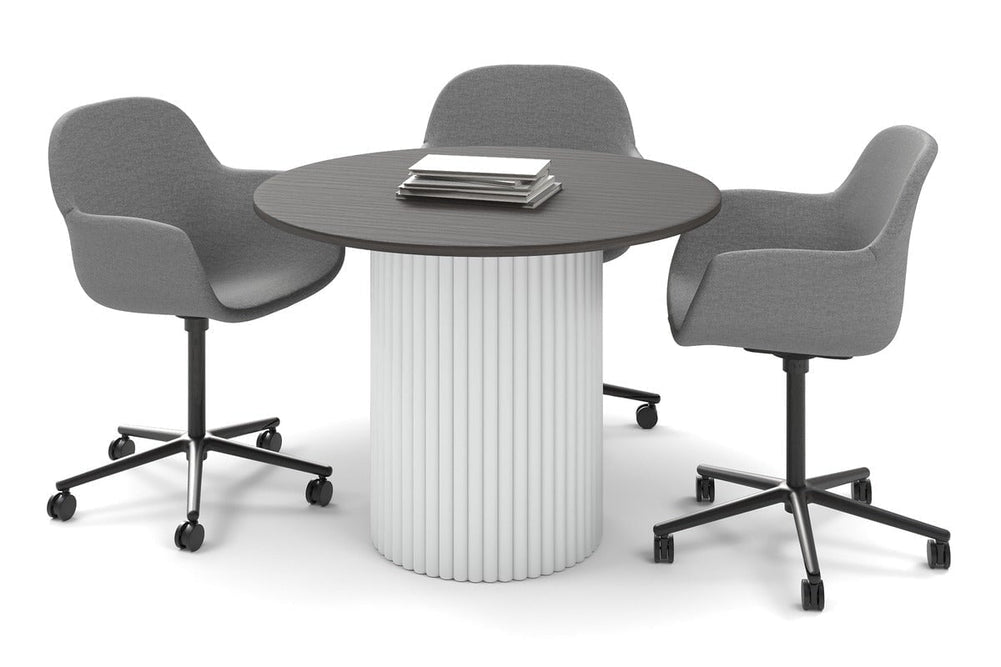 Baobab Circular Base Cafe Table [1000 mm]-540mm white base dark oak 