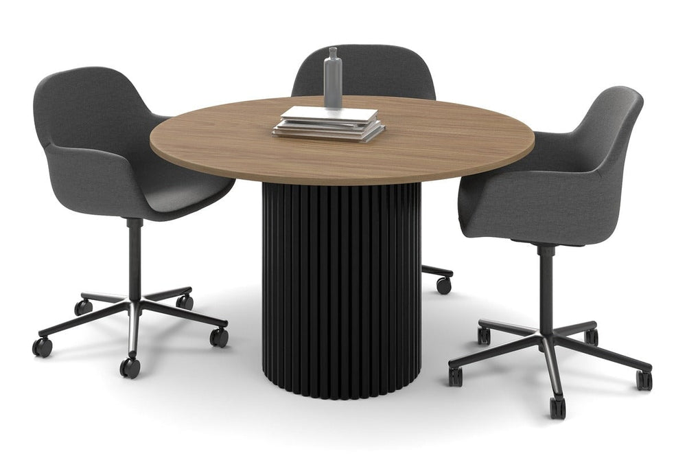 Baobab Circular Base Cafe Table [1200 mm]-540mm black base salvage oak 