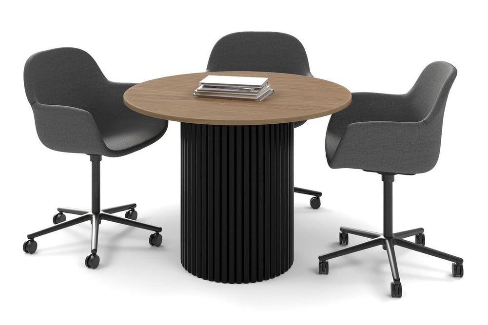 Baobab Circular Base Cafe Table [800 mm]-400mm black base salvage oak 