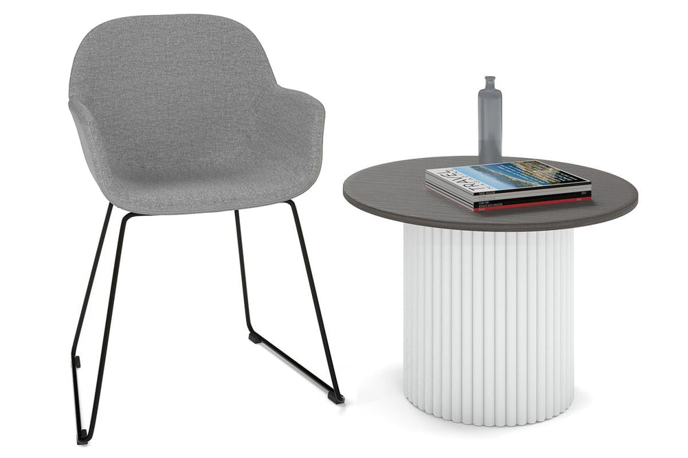 Baobab Circular Base Coffee Round Table [600mm]-white leg dark oak 