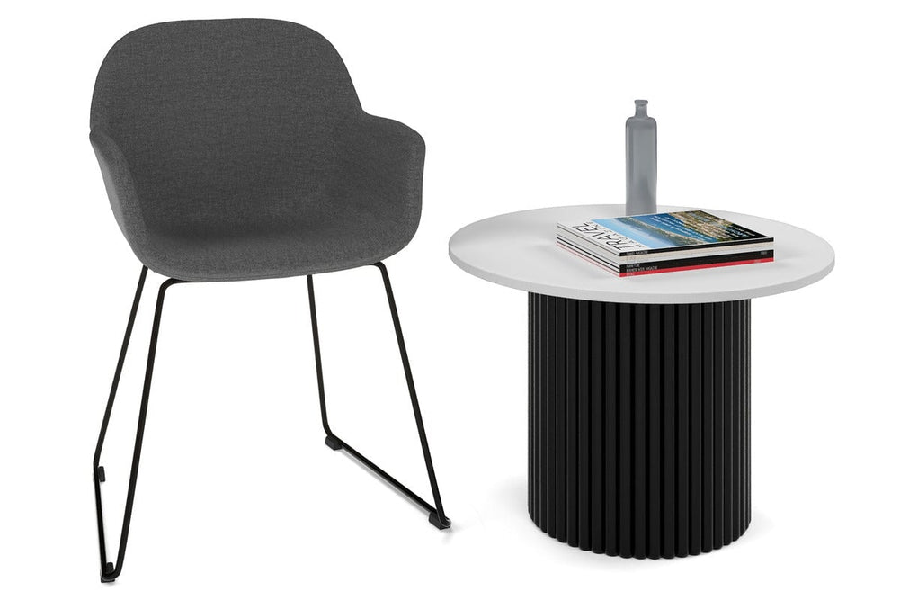 Baobab Circular Base Coffee Round Table [600mm]-black leg white 