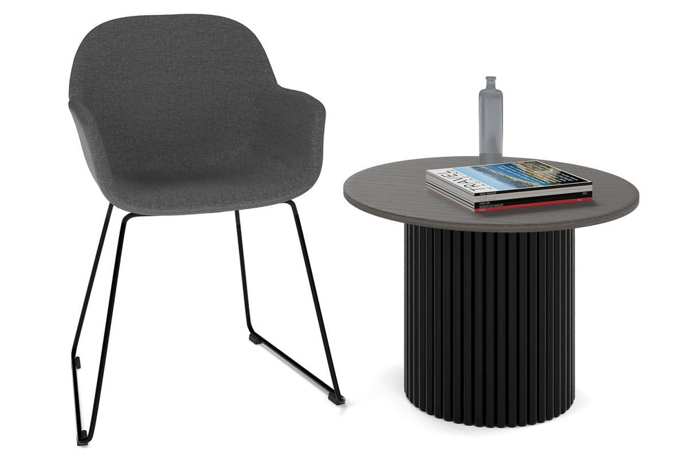 Baobab Circular Base Coffee Round Table [600mm]-black leg dark oak 