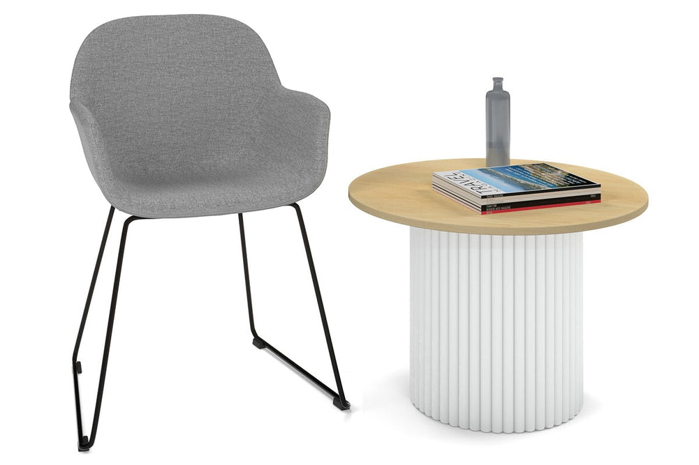 Baobab Circular Base Coffee Round Table [600mm]-white leg maple 