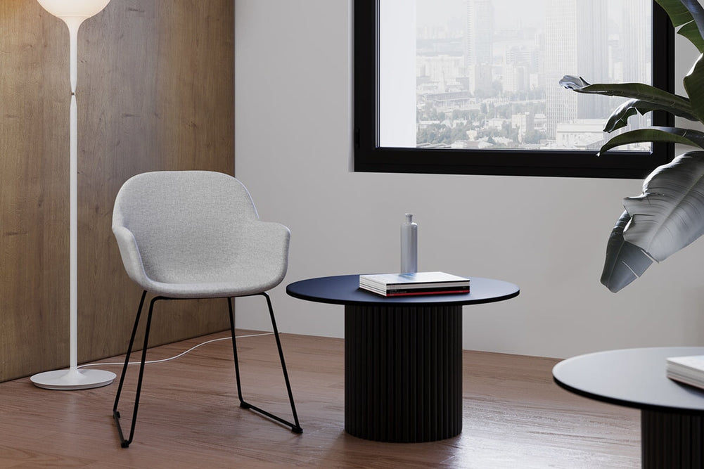 Baobab Circular Base Coffee Round Table [700mm]-black leg maple 