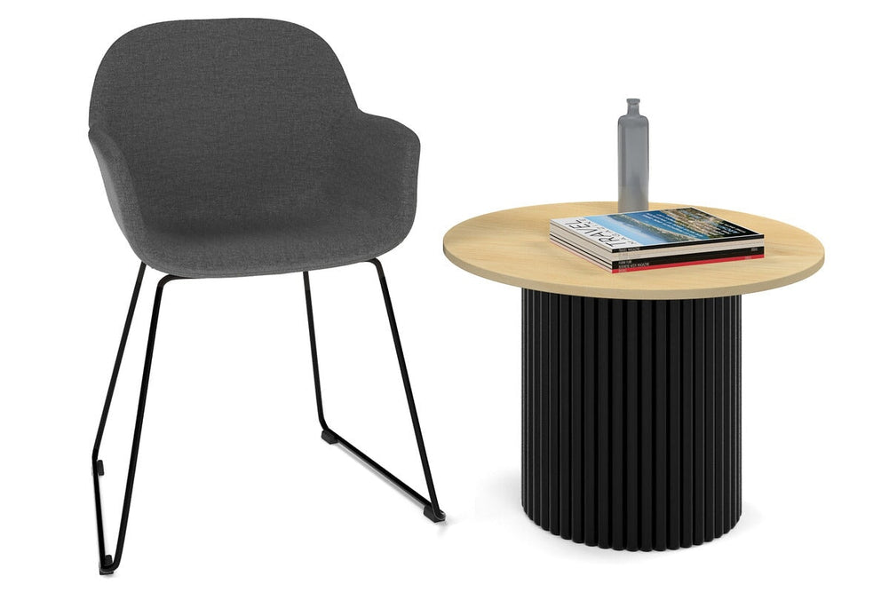 Baobab Circular Base Coffee Round Table [700mm]-black leg maple 