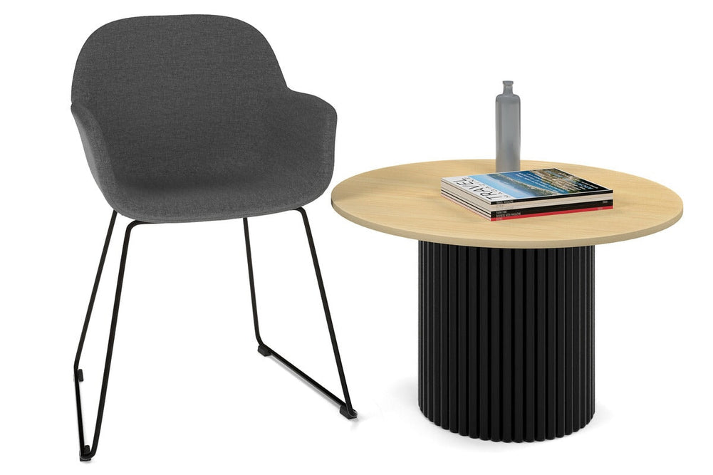 Baobab Circular Base Coffee Round Table [800mm]-black leg maple 