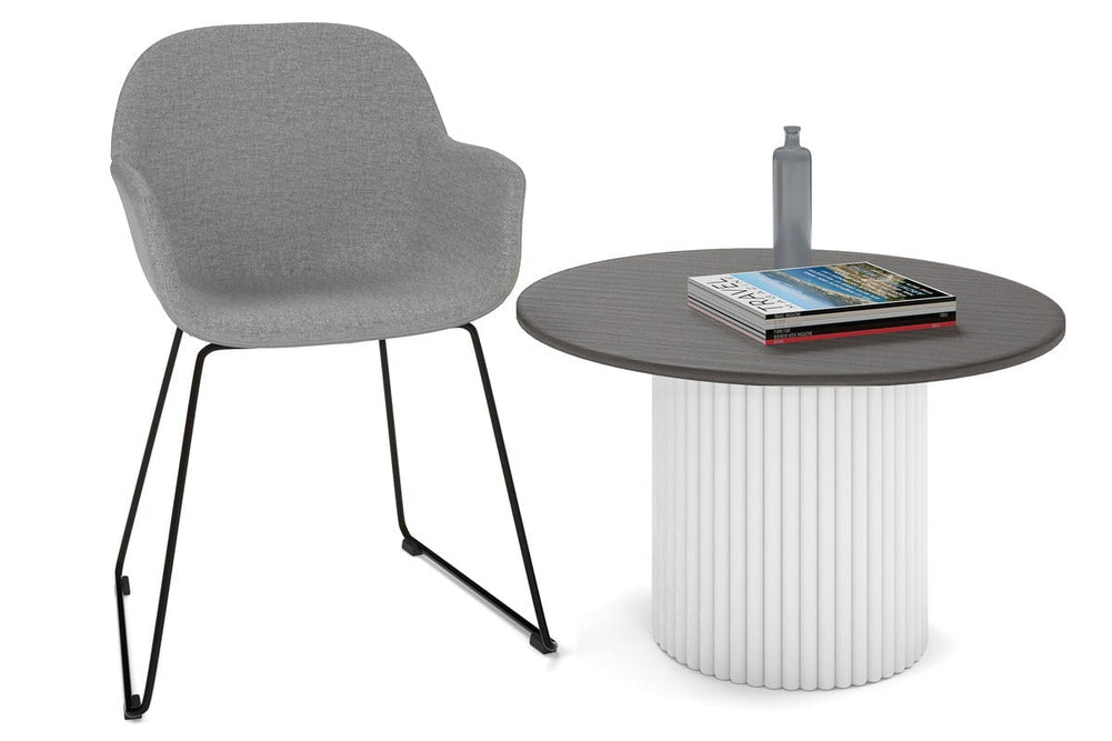 Baobab Circular Base Coffee Round Table [800mm]-white leg dark oak 